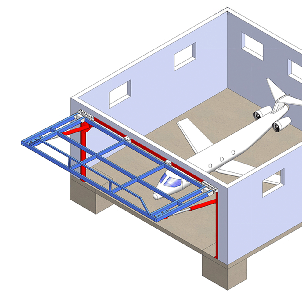 Diagram of a Schweiss door with subframe