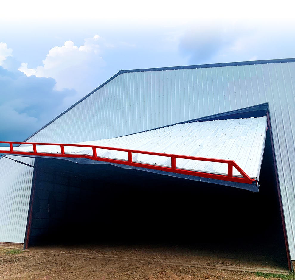 Hydraulic door that was damaged into a storm - NOT a Schweiss Door