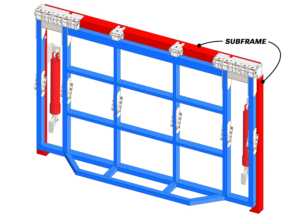 Diagram of a Schweiss door with subframe