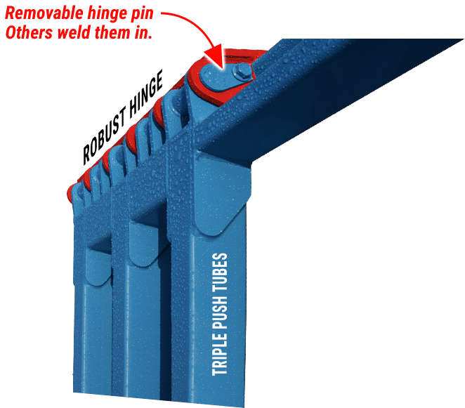 Schweiss doorframes are all-steel with robust hinges and no wood