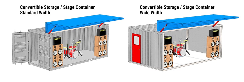 Convertible Storage Stage Container with Hydraulic door