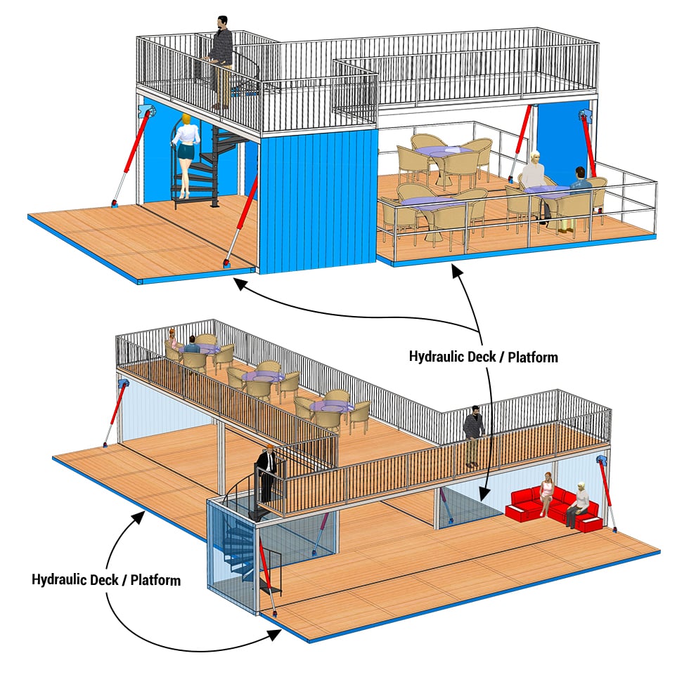 Open Seating and Balcony with Hydraulic Platforms