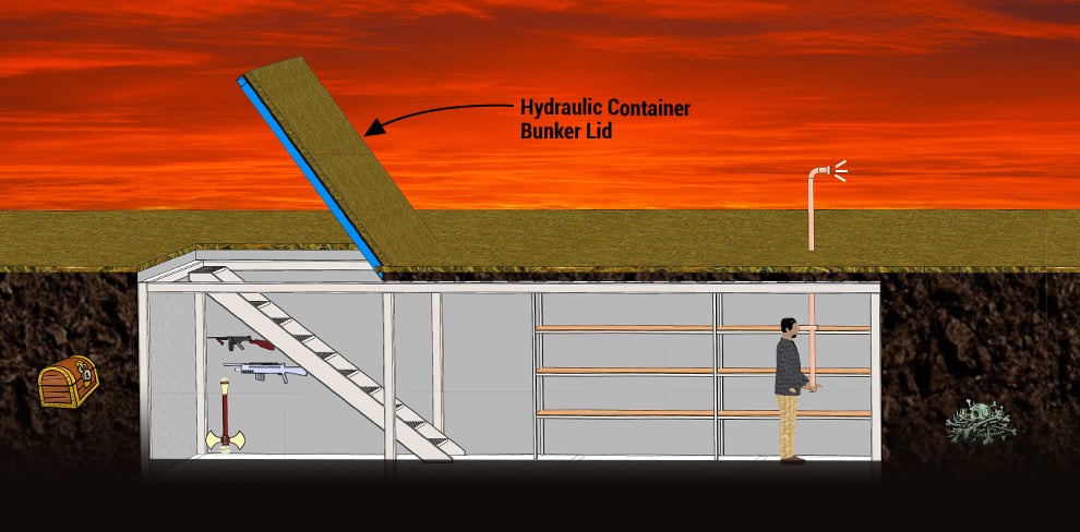 Underground Container Bunker with Hydraulic Lid/Door