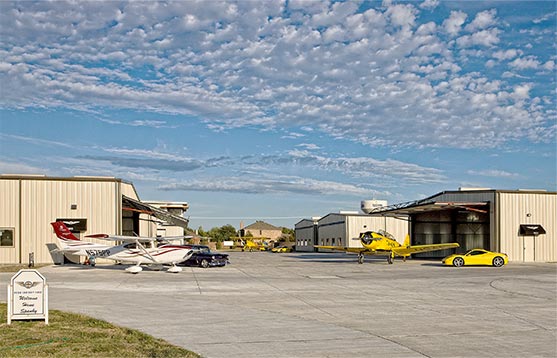 Aero Country East hangars all feature Schweiss Hydraulic Doors