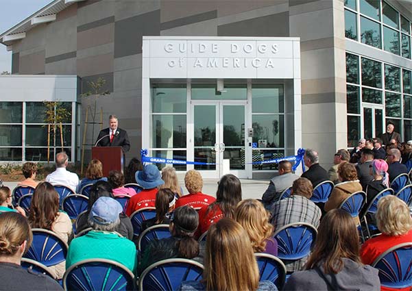 Guide Dogs of America building has a 42' x 11' door