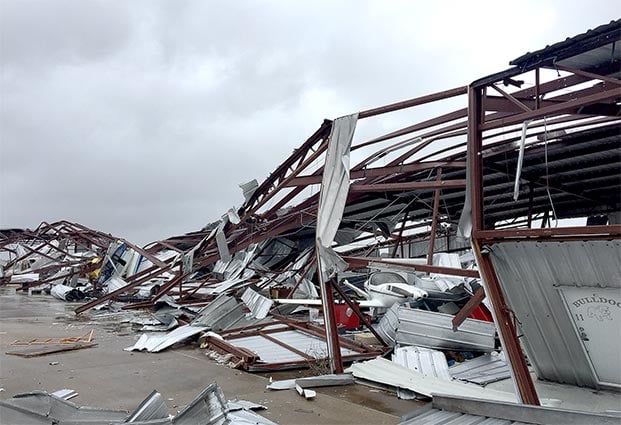 Destroyed Hangar with plane inside didn't have Schweiss door