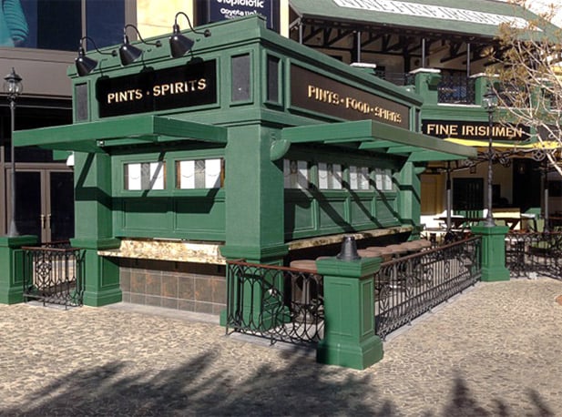 Hydraulic doors on all sides of pub kiosk