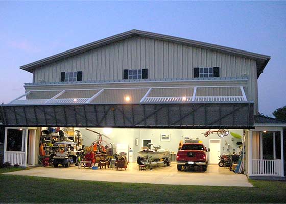 Moving porch door is actually a hangar door