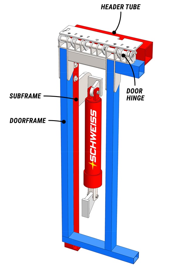 Cylinder subframe door diagram with callouts