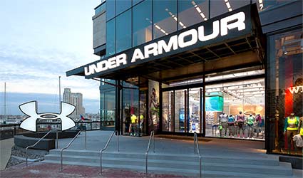 Hydraulic Designer Door adds security at Under Armour storefront