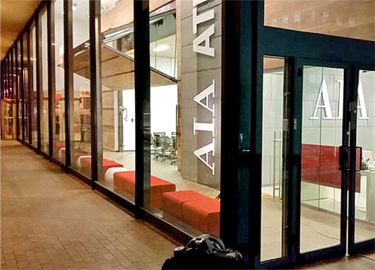 Schweiss bifold door installed in a small space within AIA Atlanta