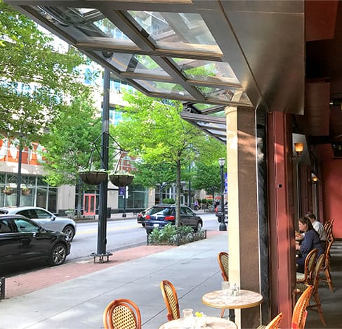 Interior view of Schweiss bifold door fitted on Cafe Intermezzo shown open