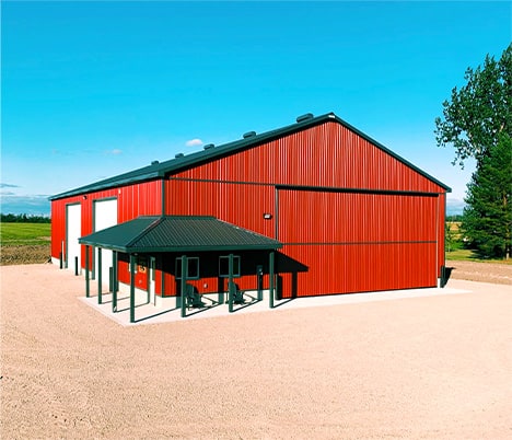 Schweiss bifold door fitted on machine shed on Devitt Farms shown closed