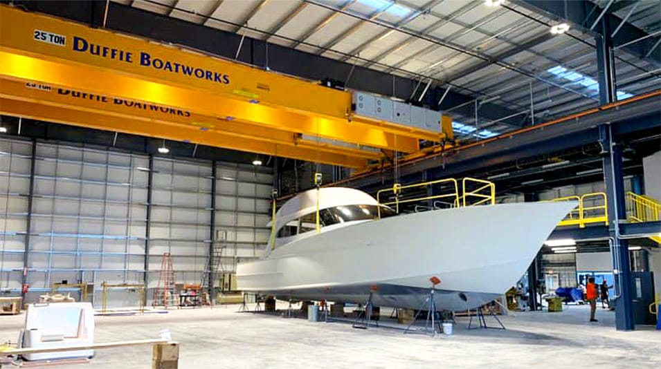 Interior view of the new building at Duffie Boatworks