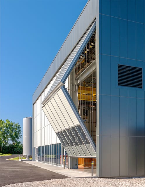 Schweiss bifold door fitted on Fermilab shown half open