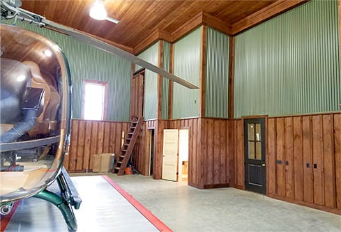 Interior view of the helicopter hangar owned by Kuhn in Virginia