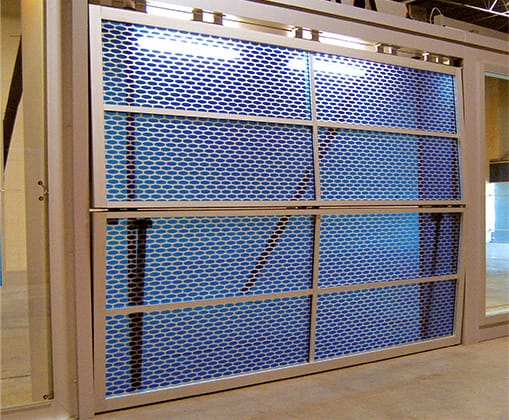 Schweiss bifold door fitted on Old Navy storefront in a mall in Dallas, Texas in the closed position