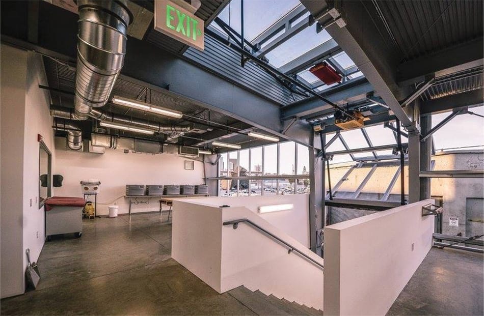 Interior view of custom Schweiss glass bifold door fitted on SCI-Arc Building