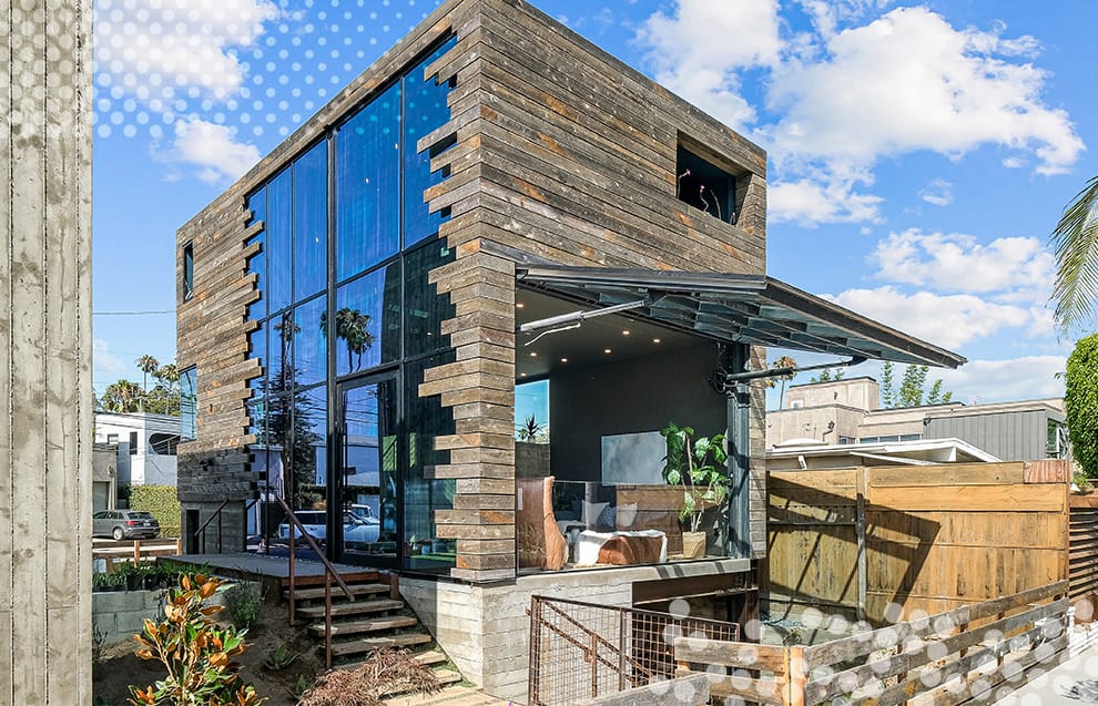 Schweiss hydraulic door fitted on Venice Beach Rental Home shown in the open position