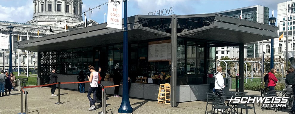 California Coffee Shop secures Kiosk in Schweiss Bifold Doors