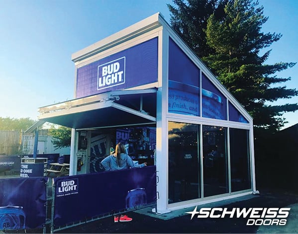 Event container doors open up to a Photo Booth, products sales or concessions