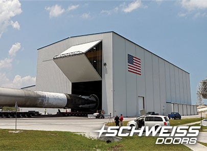 Schweiss Rocket Hangar Doors with Patented Liftstraps