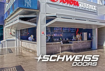 Schweiss Doors open on concession stand