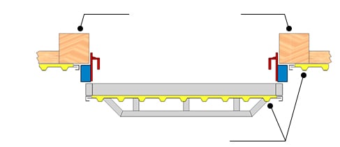 Top view of Hydraulic door on wood building with external mount