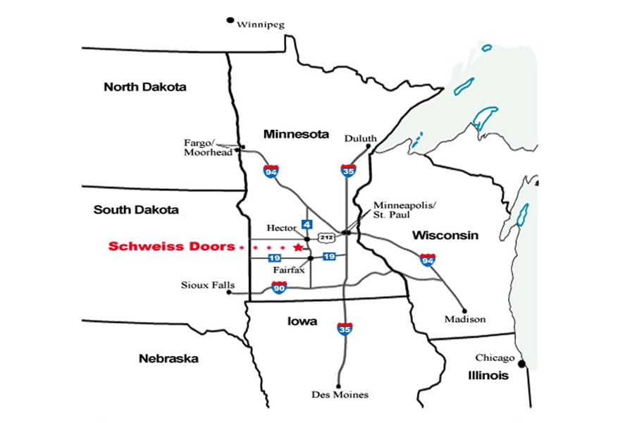 Map of Schweiss Doors Office Location