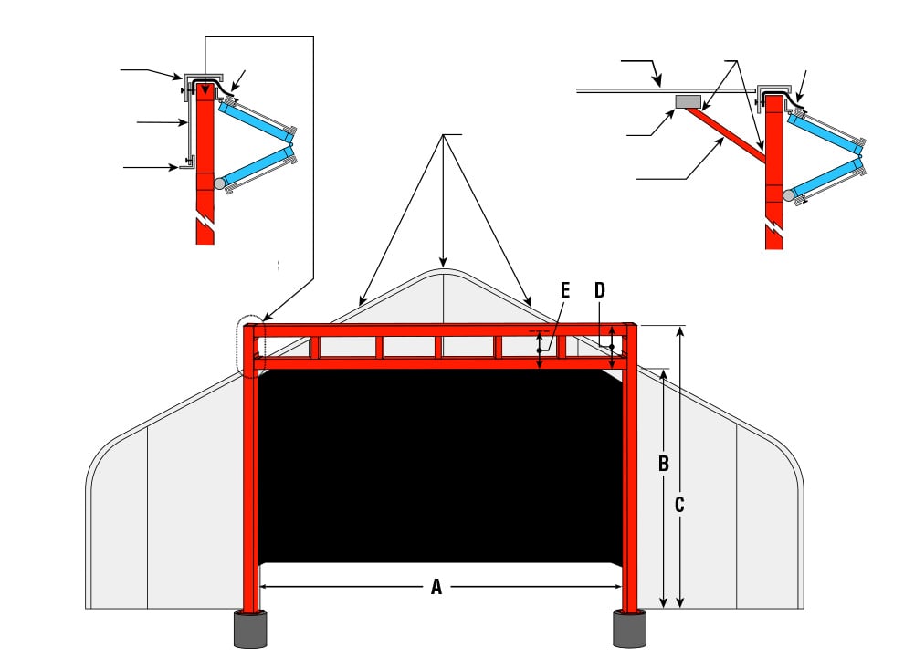 Diagram showing inside of lateral bracing on hoop buildings