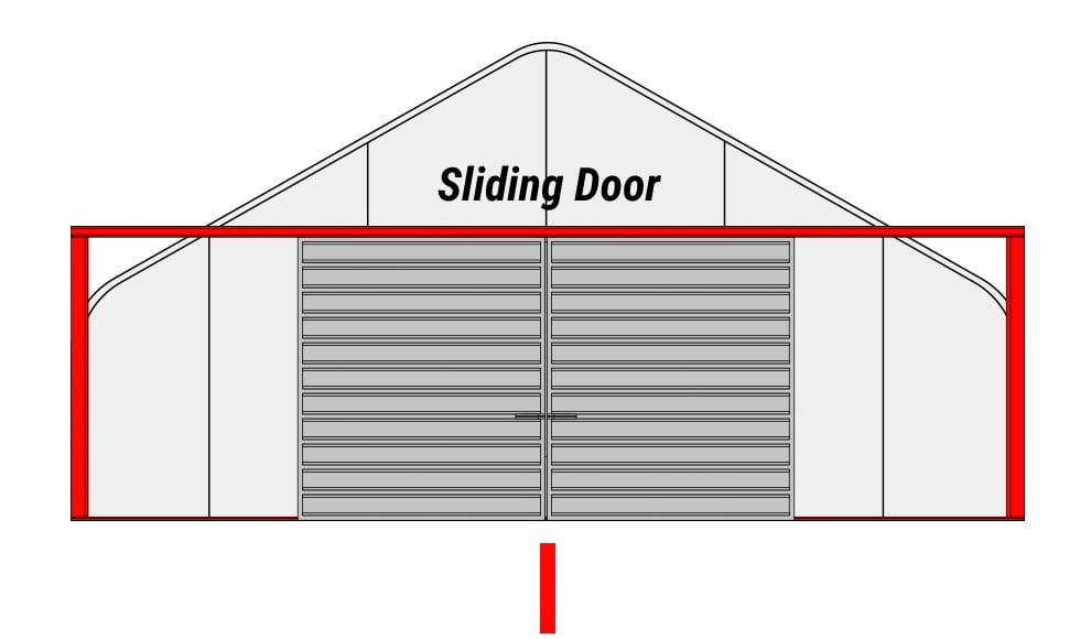 Diagram showing before retrofitting process with original sliding door