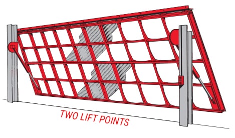 Schweiss hydraulic door has two strong lift points