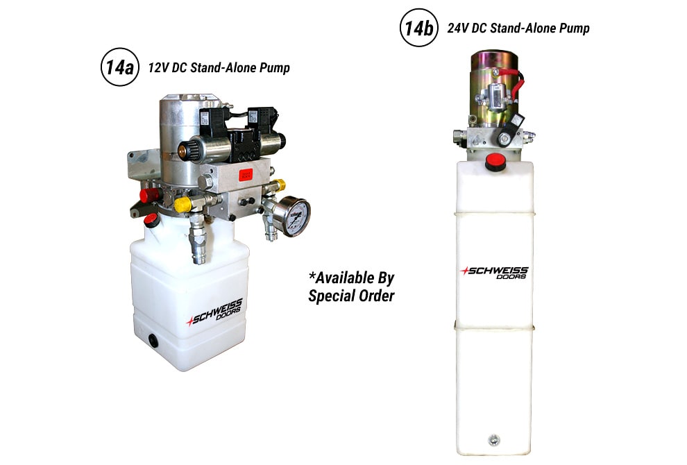 Compact DC pumps are avaliable for Schweiss Doors on T-hangars
