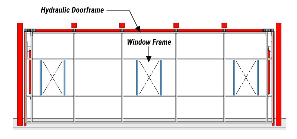 Schweiss Window Frames in doorframes for Seaplane Doors