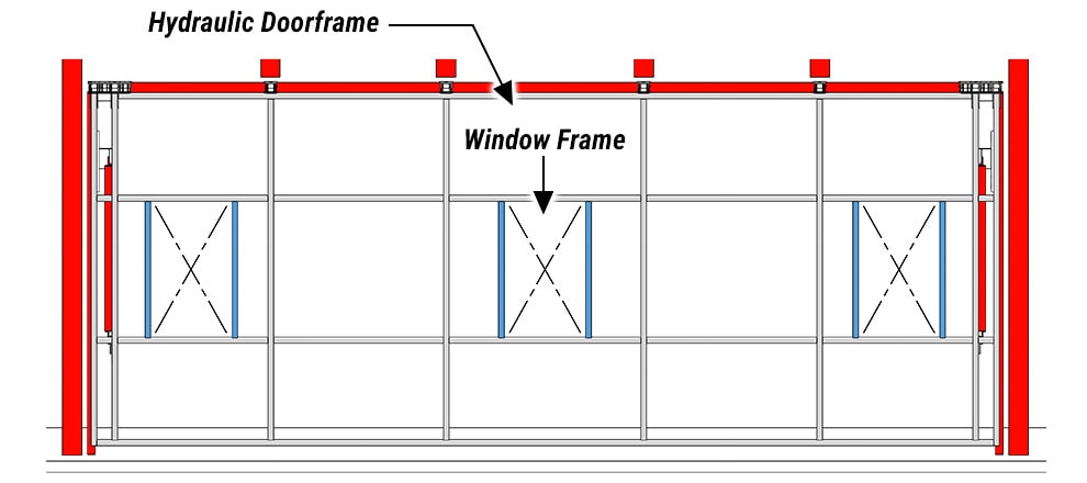 Schweiss Window Frames in doorframes for Seaplane Doors