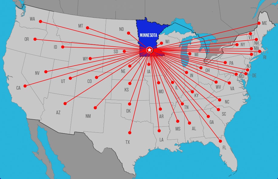 Schweiss has direct routes from Minnesota to you!