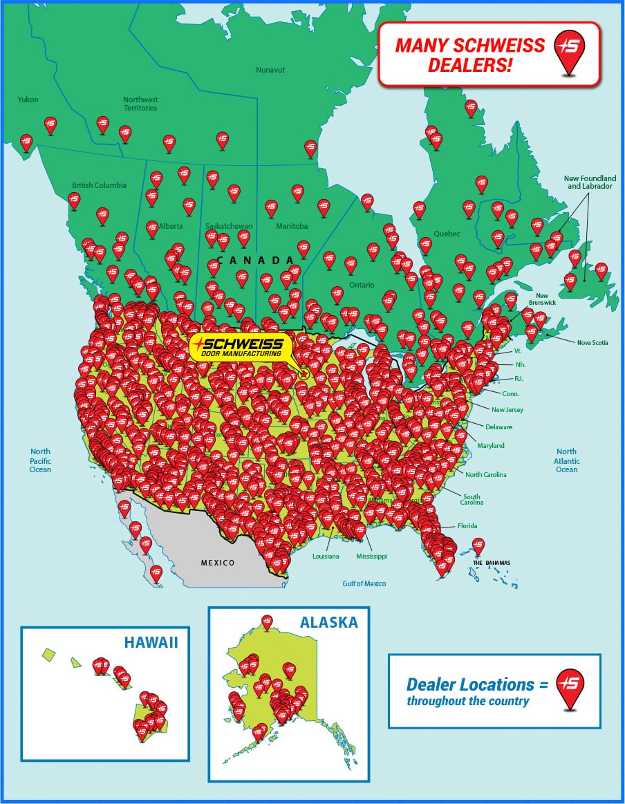 Map of Schweiss Dealer Locations