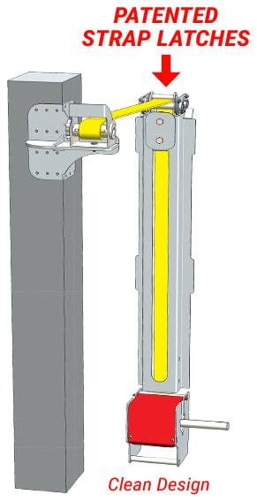 Diagram of patented Schweiss strap latch design