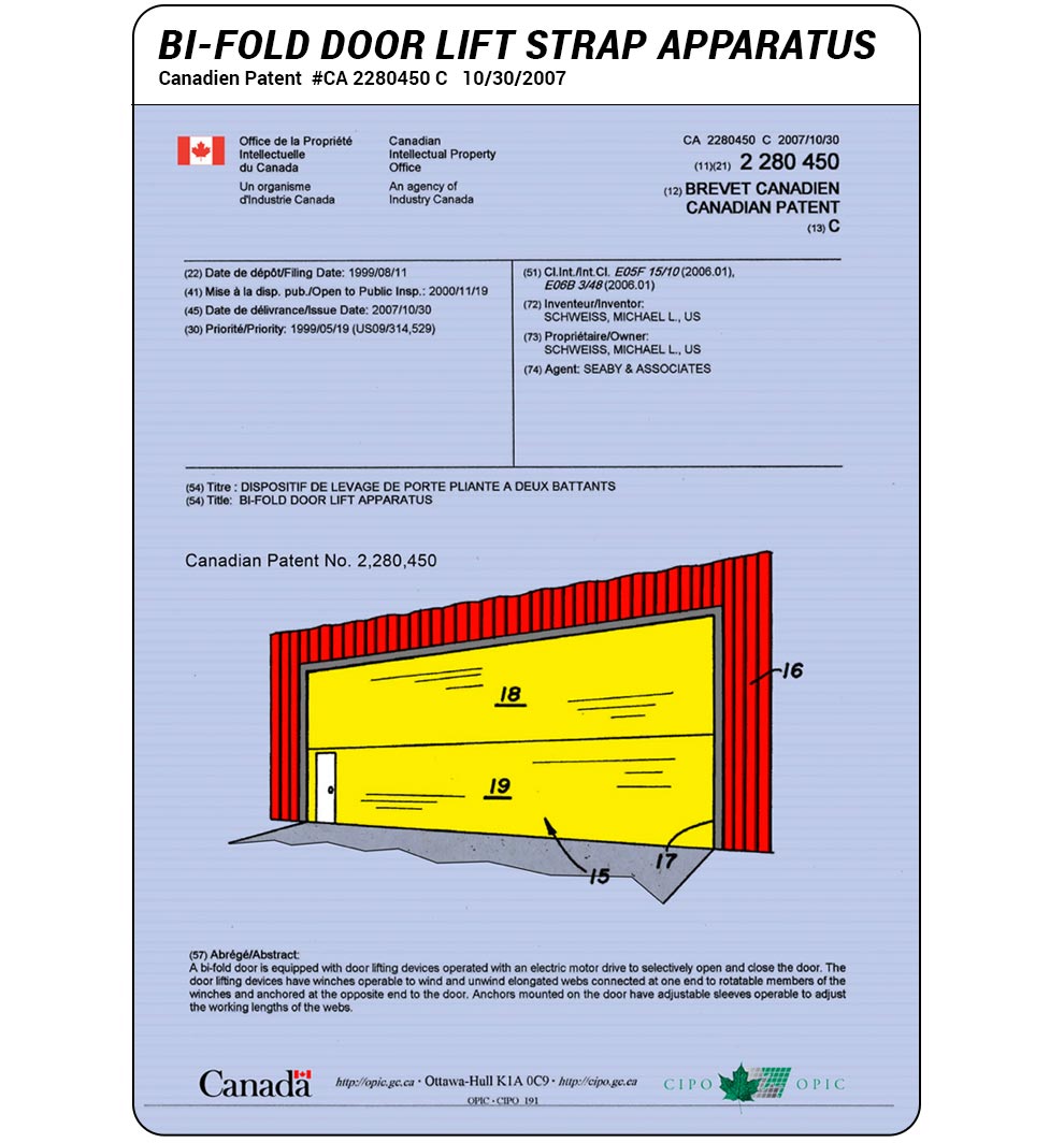 Bi-Fold Door Lift Strap Apparatus - Canada Patent
