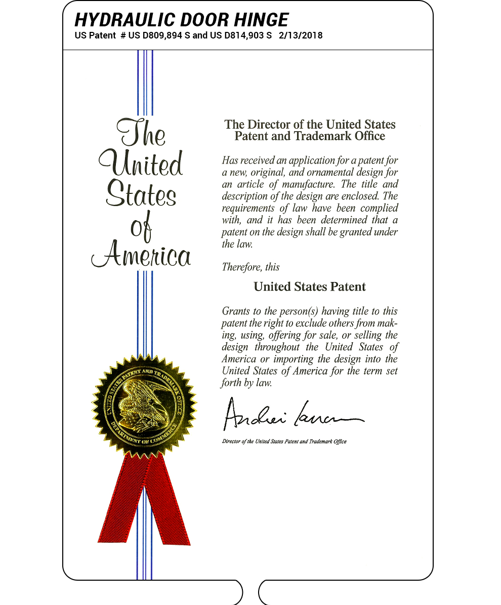 Hydraulic Door Hinge - United States Patent