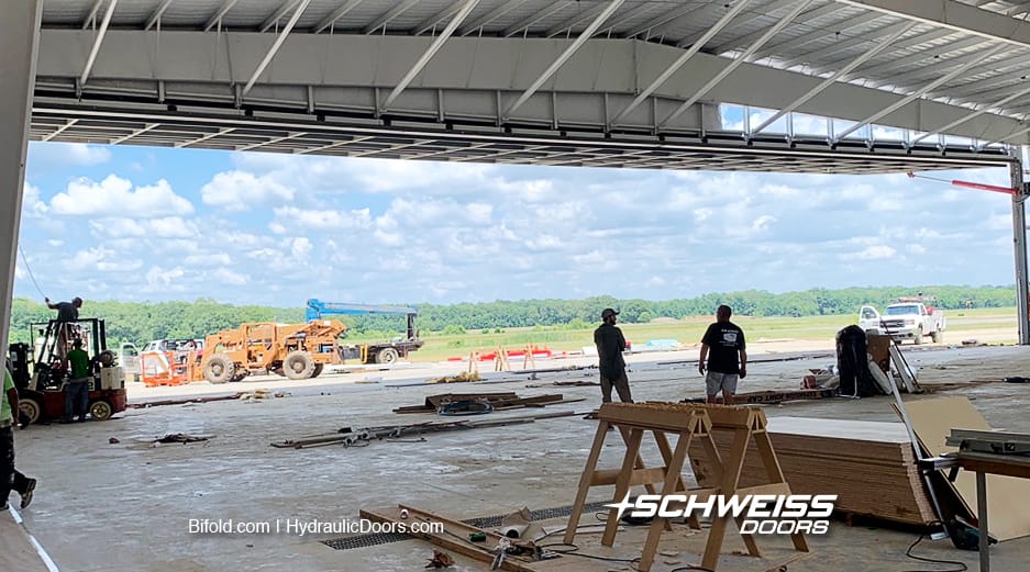 Schweiss Hangar Door being Installed in Mississippi