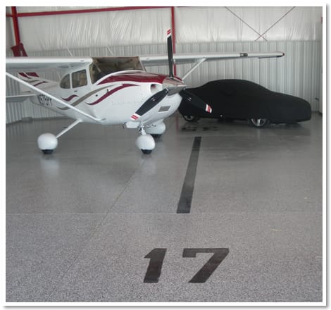 Airpark Hangar has a floor with unique paint job