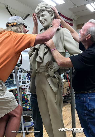 Clay statue of Amelia Earhart ready to be embronzed