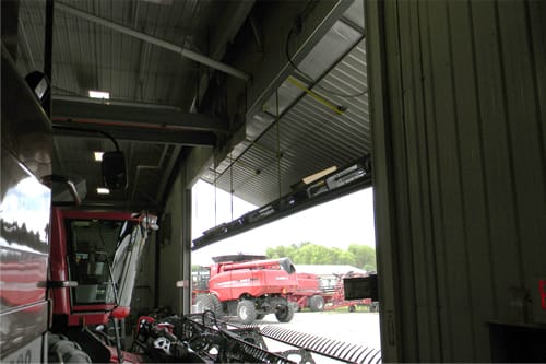 Case I/H Combine Exiting Schweiss Doors