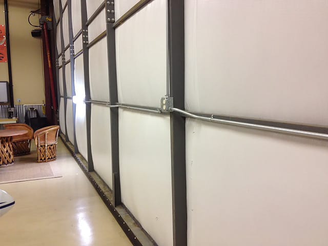 Outlets added to the hydraulic doorframe to add additional lighting for events.