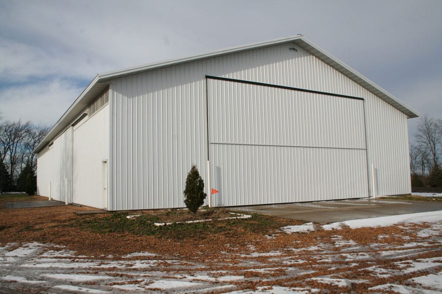 Large Schweiss door on metal storage building
