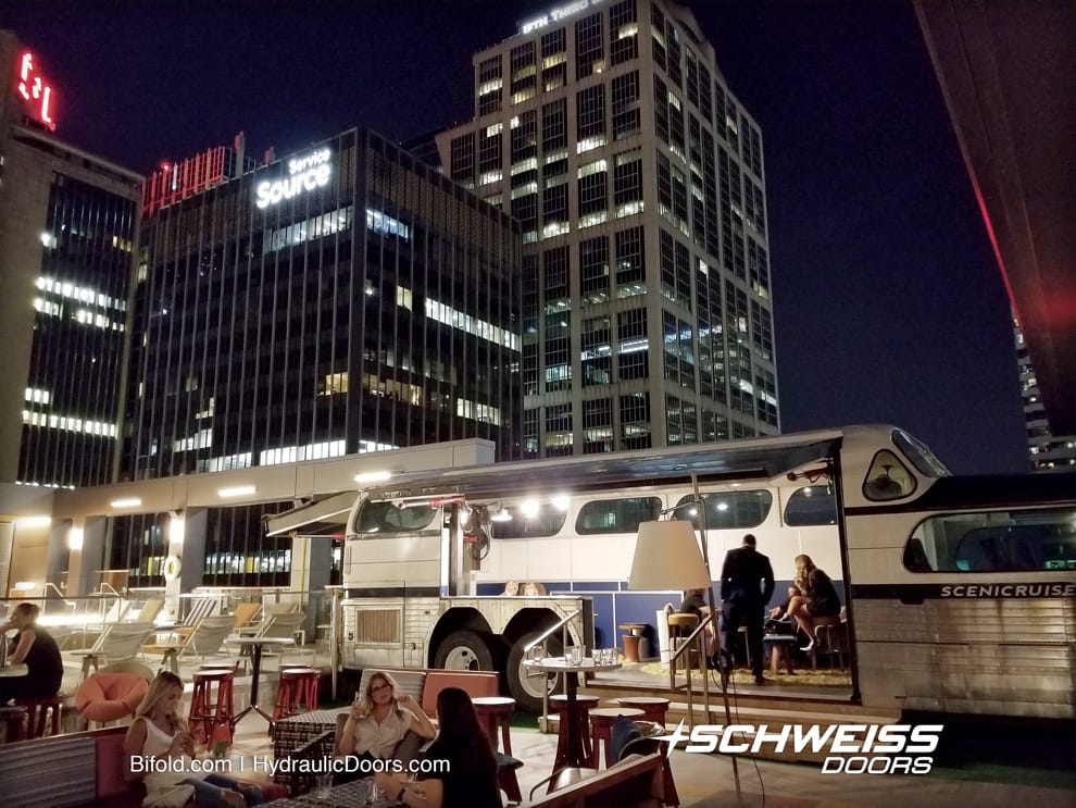 Hydraulic Bus Doors gives character to the Late-Night Hotel Parties.