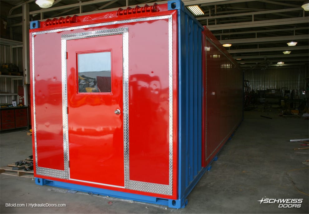 8 x 8 ft hydraulic door with a 7 x 3 ft walk door