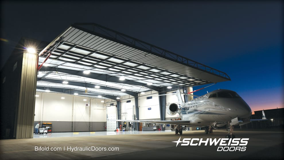 Near the interior of hydraulic Hangar Door are Lights to help the pilot at night