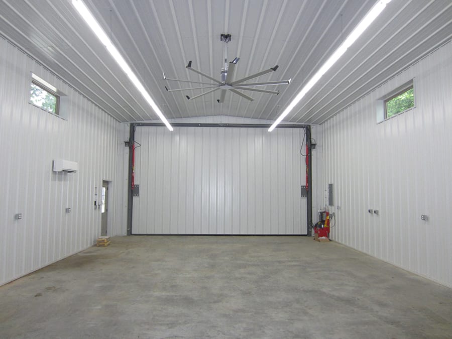 Garage door is finished with liner panel